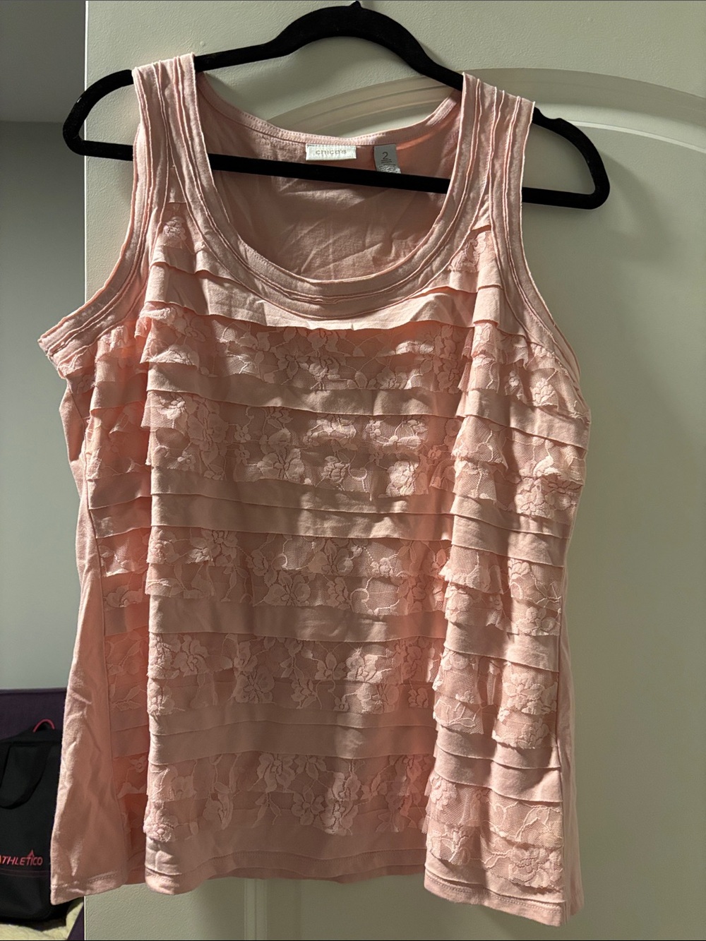 Chico's Pink Lace Ruffle Tank Top